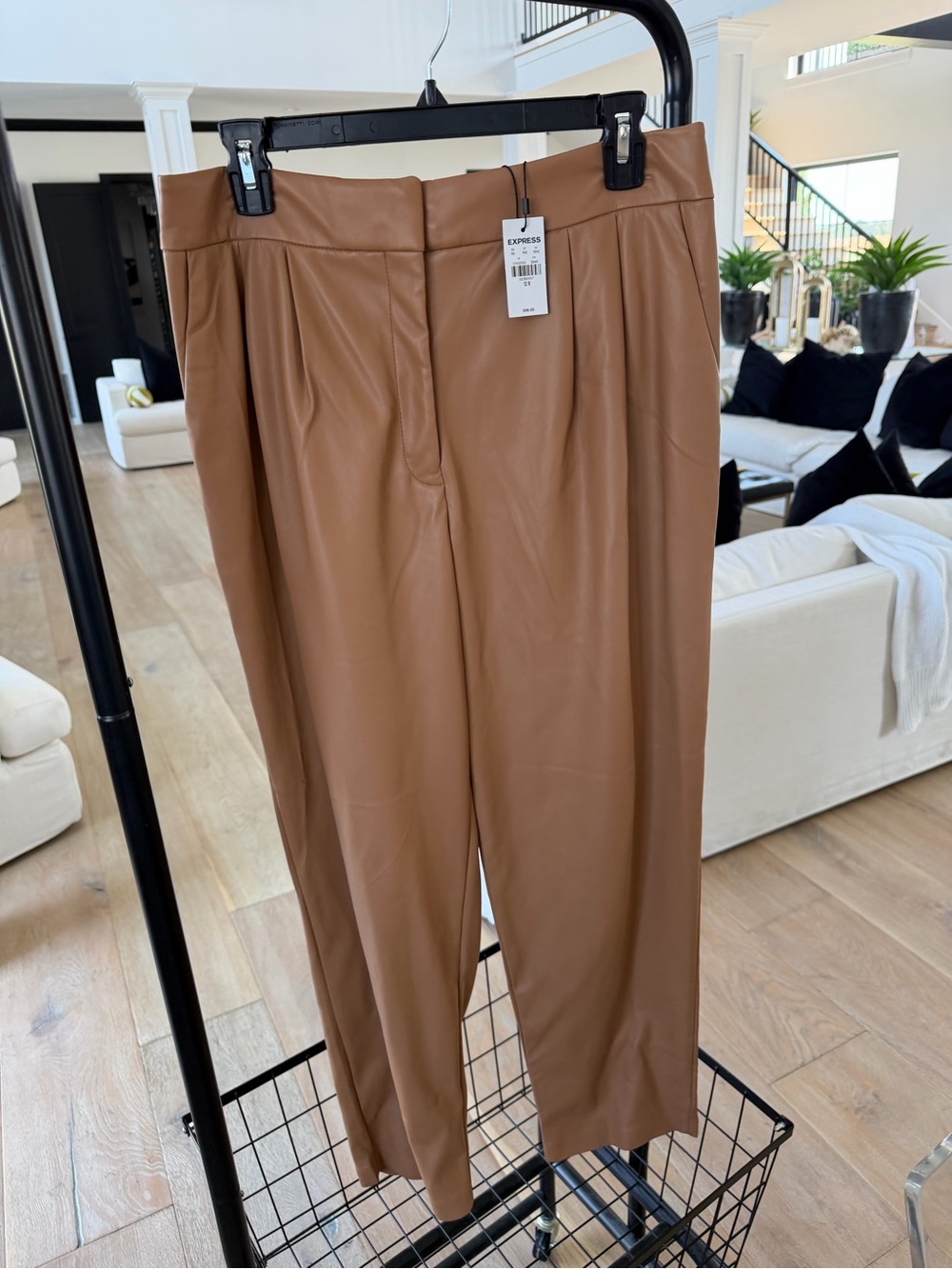 Express Women's Faux Leather Pants — Tan